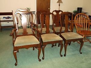 6 Vintage Pennsylvania House Queen Anne Style Cherry Dining Chairs