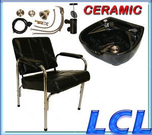 Round Ceramic Shampoo Bowl Classic Chair Vacuum Breaker Barber Salon Equipment