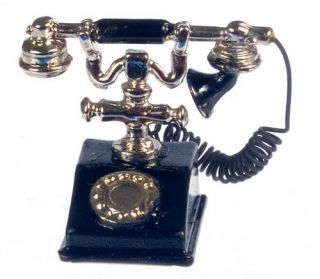 Doll House Mini Miniature Vintage Black Victorian Telephone Dial Painted