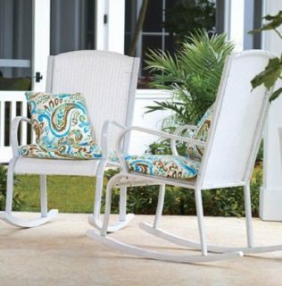 Outdoor Resin Wicker Rocker Rocking Chair Deck Patio Garden Furniture 2 Colors