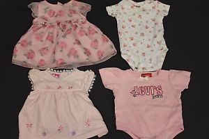 Lot of 4 Baby Girl 3 6 MO Clothes Dresses Onesies Pink Levi Little Lindsey