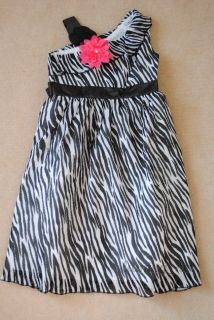 New girls toddler kid's Zebra Striped One Shoulder Party Dress