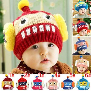 Baby Cartoon Robot Style Girls Boys Kids Knit Sweater Cap Winter Warm Korean Hat