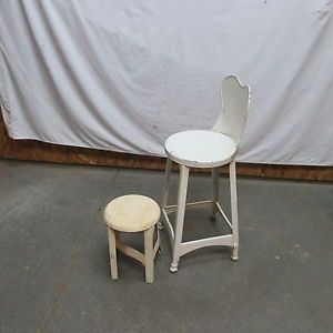 2 Vintage Stools Metal Chairs Victorian Milking Small Step Kitchen Free SHIP USA