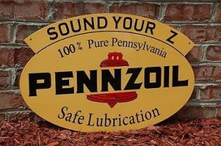 Old Style Pennzoil "Sound Your Z" Motor Oil Two Sided Swinger Sign WOW RC Media