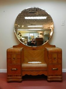 Art Deco Waterfall Vanity with Mirror Chair