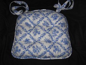 Longaberger Basket Cottage Trellis Chair Cushion Pad Blue White Floral Ties New