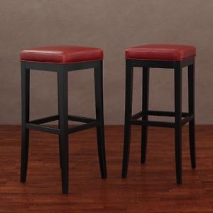 New Kari Red Leather Bar Stools Set of 2 Modern Stool Barstool Barstools Chair