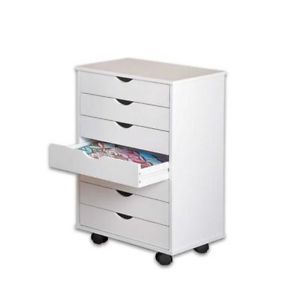 Craft Home Office 7 Drawer Rolling Storage Cart Cabinet Furniture White Finish