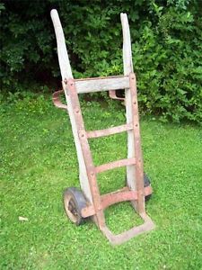Antique Wood Iron Barrel Dolly Hand Truck Cart Railroad Industrial Factory