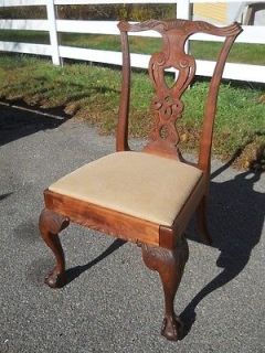 Antique Hand Carved Chippendale Chair Possibly Philadelphia Central Virginia