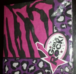 Girls Birthday Party Napkins Rock Star Girls Rock Pink Zebra Animal Print 16 Pcs