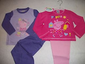 Pink Purple Peppa Pig 2 Piece PJs Pajamas Sleepwear 18 24mo 2T 3T 4T 5T 6