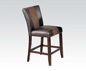 Counter Height Chair Set 2 Tone Brown Leather Bar Stools High Chairs Bistro Pub