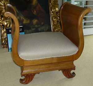 Antique Art Deco Bentwood Upholstered Bench Chair Settee