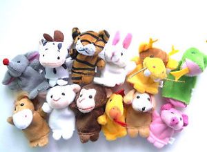 12 x Finger Puppet Cow Dog Monkey Pig Baby Toy Party Favor Supply Bag PU014