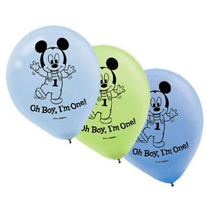 Disney Mickey Mouse 1st Birthday Printed Latex Balloons 15 PC Party Supplies