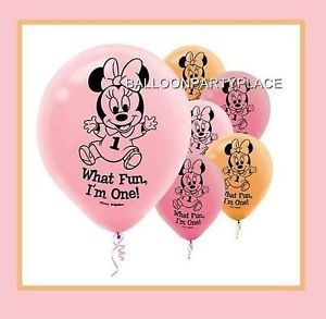 15pc 1st Birthday Baby Minnie Mouse Latex Balloons Party Favors Supplies First