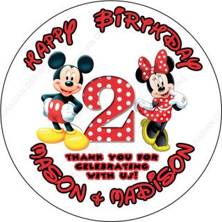 20 Disney Minnie Mouse Red Polka Dot 2" Twin Labels Birthday Favor Bag Stickers