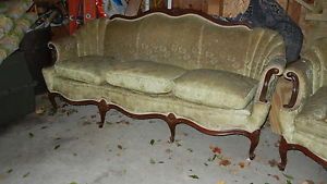Antique Victorian Style Carved Sofa w Chair