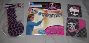 Monster High Birthday Banner Napkins Hats Party Supplies Lot