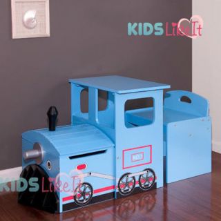 Designer Kids Wooden Train Engine Table Chair Set w Storage Box Brand New Boys