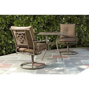 Garden Oasis Elmore 3pc Bistro Set Outdoor Living Patio Swivel Chairs Ceramic