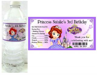 20 Princess Sofia The First Birthday Party Favors Water Bottle Labels