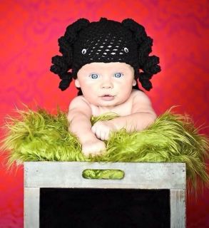 Newborn Baby Toddler Black Widow Spider Curls Legs Crochet Halloween Photo Prop