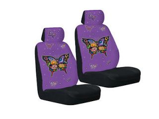 4pc Set Yujean Purple Celestial Butterfly Auto Car Seat Cover Front Bucket Chair