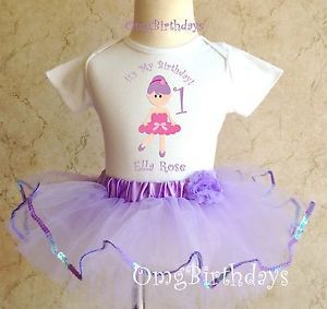 Ballerina Shirt Light Purple Tutu Set Outfit Name Age 1st 2nd First Birthday