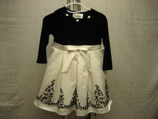 RARE Editions 3T Black White Floral Dress Polyester Skirt Nylon Bodice