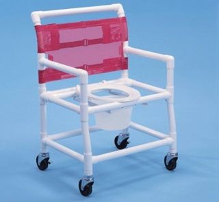 Healthline SC6014XBP PVC Shower Commode Chair Extra Wide Bar in Back