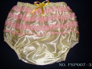 New Adult Baby Sissy Satin Frilly Diaper Cover FSP07 3
