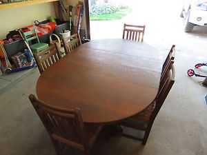 Limbert Mission Arts Crafts Dining Table 6 Chairs