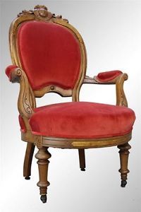 16089A Antique Victorian Gentleman's Carved Burl Walnut Arm Chair