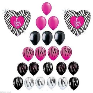 Zebra Stripes Print Balloon Set Pink Black Birthday Baby Shower Party Animal New