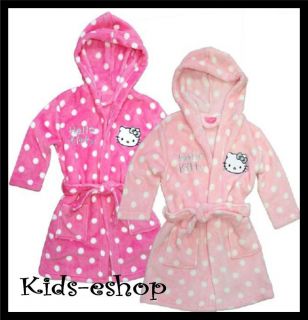 Hello Kitty Soft Dressing Gown Girls Bath Robe Kids Nightwear Pink 3 4 5 6 7 8