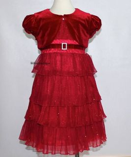 NWT JONA MICHELLE RED GIRLS HOLIDAY DRESS AND VELOUR SHRUG SPECIAL OCCASION 5 5T