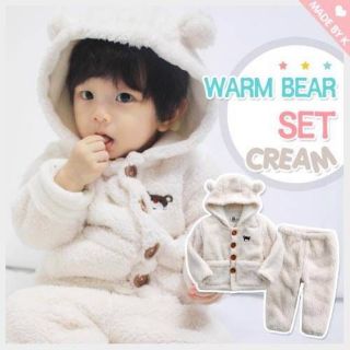 Made in Korea Warm Bear Set Navy Girl Baby Infant Cotton Clothing AA 533 6 12M