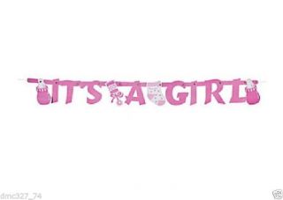 1 Baby Shower Decoration Pink It's A Girl Paper Letter Banner