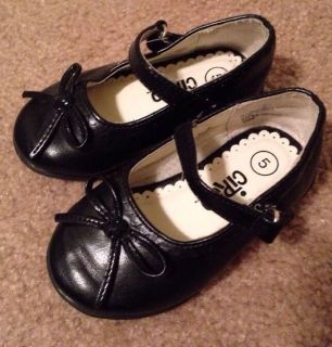 Baby Girls Black Sparkle Shoes Circo Brand Size 5 Leather