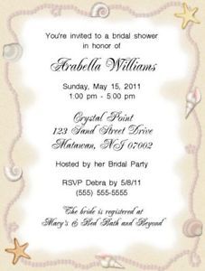 Seashell Beach Bridal Shower Invitations Party Supply