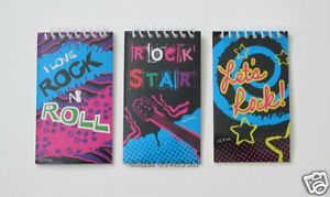 12 Rock Roll Star Note Book Memo Pad Kid Party Goody Loot Bag Favor Supply