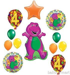 Fourth Birthday Barney Balloons Party Supplies Decoration Purple Dinosaur 4th 4