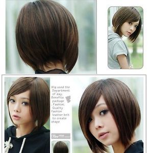 Sexy Womens Ladies Short Straight Full Hair Wigs Costume Party Wigs Side Bangs