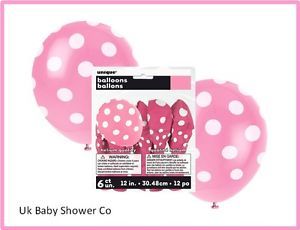 Pink Polka Dot Balloons 6 Baby Shower Birthday Party Supplies Spotty Sticks