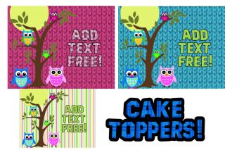 Owls Toppers for Cake Edible Image Sugar Sheet Topper Birthday Baby Shower 1st