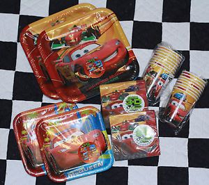 Disney Cars 2 Birthday Party Supplies for 16 Guests Cups Plates Napkins 80pc