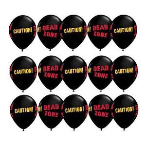 Dead Walking Zombie Party Supplies Black Caution Balloons Decorations Set of 15